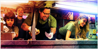 “Director Jon Favreau plays a chef who gets fired after clashing with a critic and reinvents himself in a food truck on a cross-country trip. “